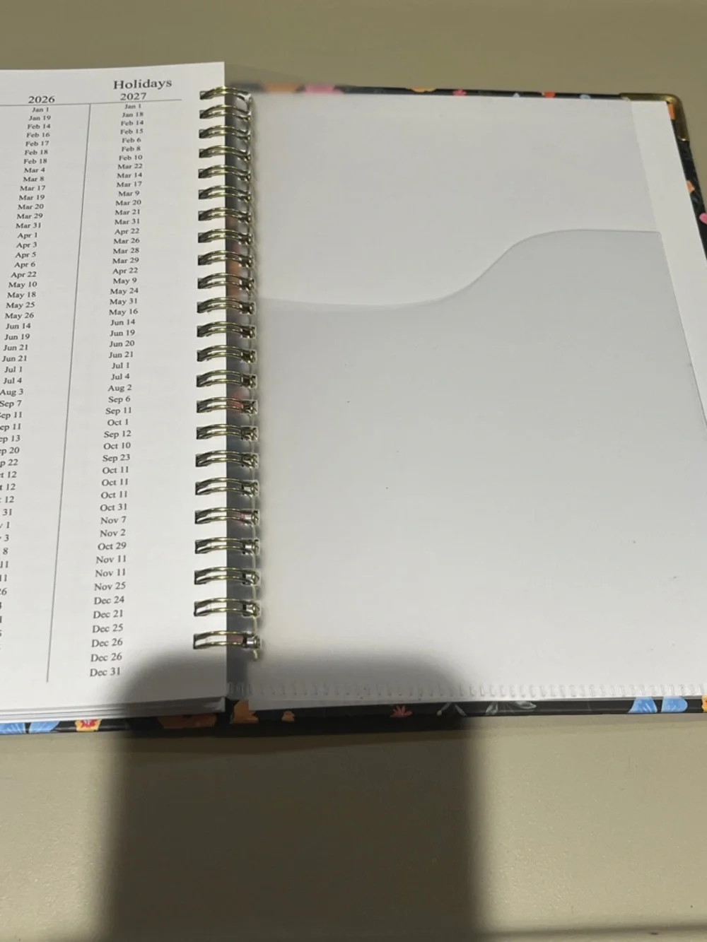 2026 Floral Spiral-Bound Planner - Black with Multicolor Flowers MUST BUNDLE